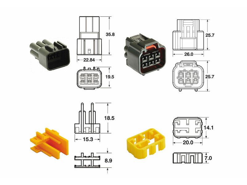 Jeu de connectiques 6 voies Série 090 FRKW BIHR type origine - 5 jeux complets