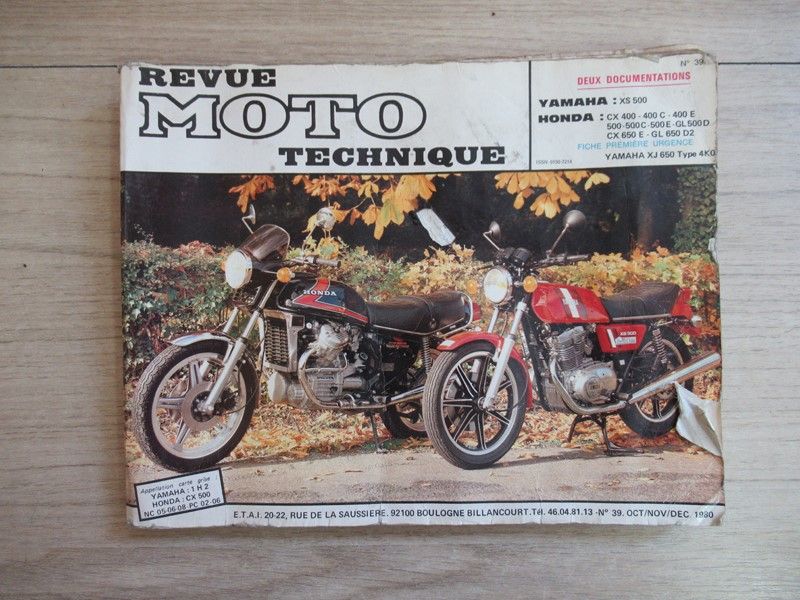 Revue Moto Technique 39 Honda CX 400/500/650 1978-1986 , Yamaha XS 500 1976-1980